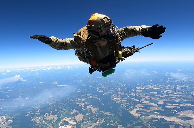 Soldier skydiving.
